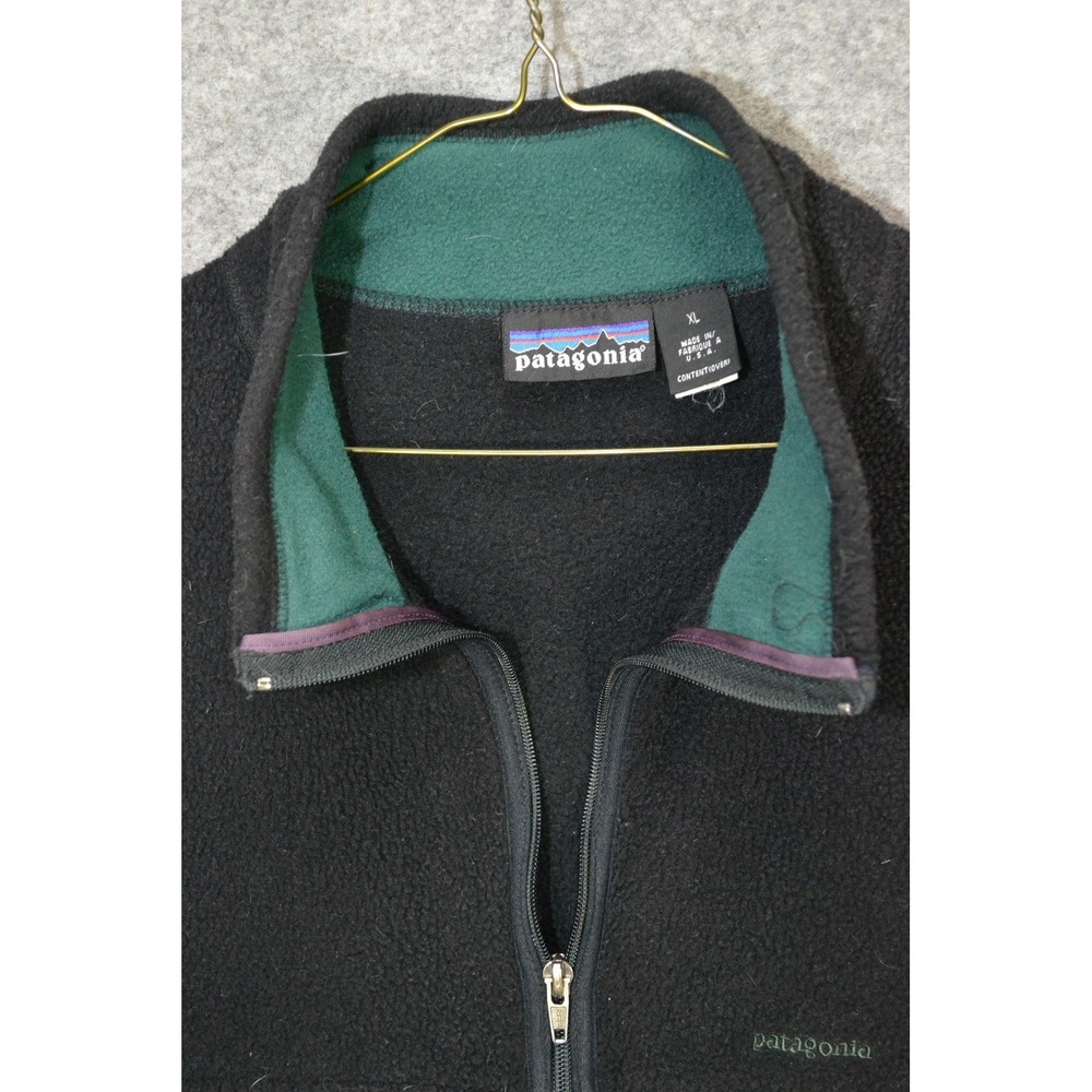 Vintage Patagonia Vest Mens XL Black Fleece Full Zip Pockets Made USA 90s - Picture 6 of 16